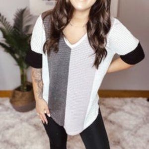 Waffle Knit Color Block Tee